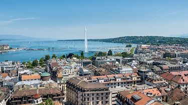 Jet d’Eau fountain in Geneva, Switzerland shoots water 140 metres in air.