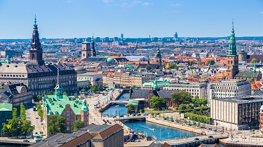 Aerial view of Copenhagen, Denmark on a beautiful summer day