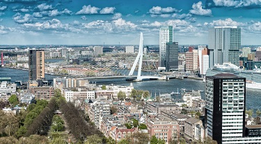 Beautiful aerial view of Rotterdam, Netherlands skyline