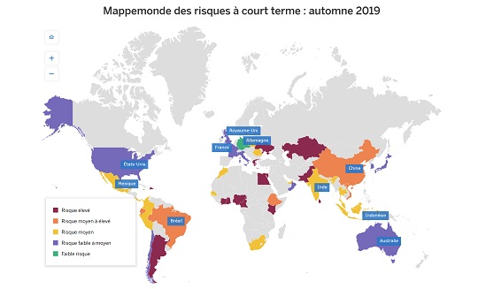 mappemonde des risques a courte terme