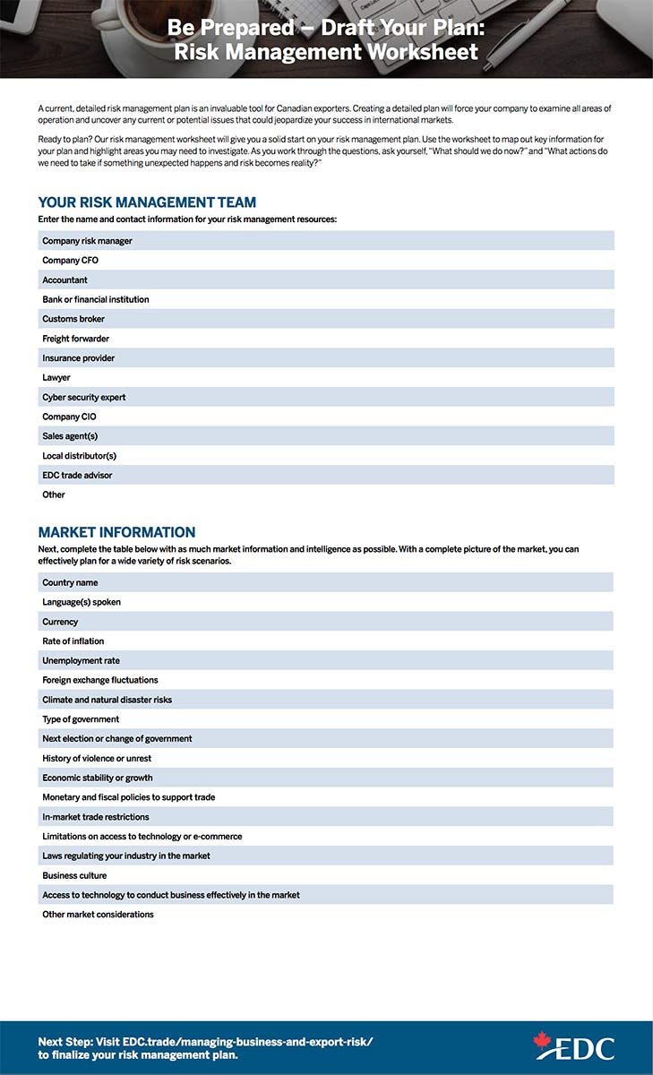  Risk Management Worksheet