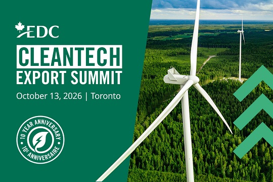 Cleantech Export Summit 2026, October 13, 2026, Toronto, Ontario.