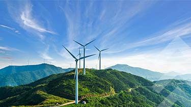 Wind power generators on a mountain