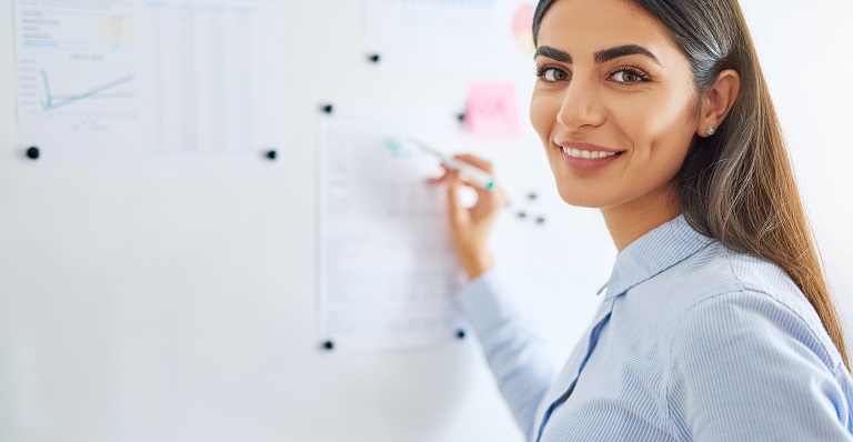 A woman giving a presentation