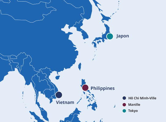 Map of the Indo-Pacific region, showing Japan, Vietnam and the Philippines.
