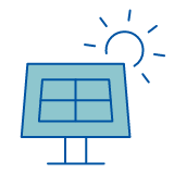 Graphic of a solar panel and the sun