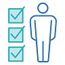 Graphic of person and check box ticked representing transactions that underwent human rights screenings