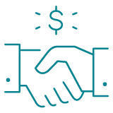 Icône d’offres flexibles avec des documents qui se chevauchent et des flèches circulaires.