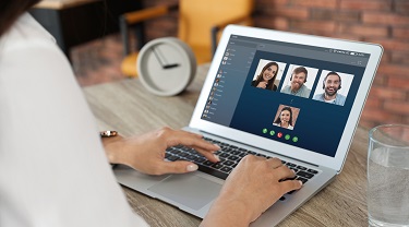 business people videoconferencing