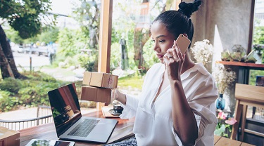 A woman considers her business options.